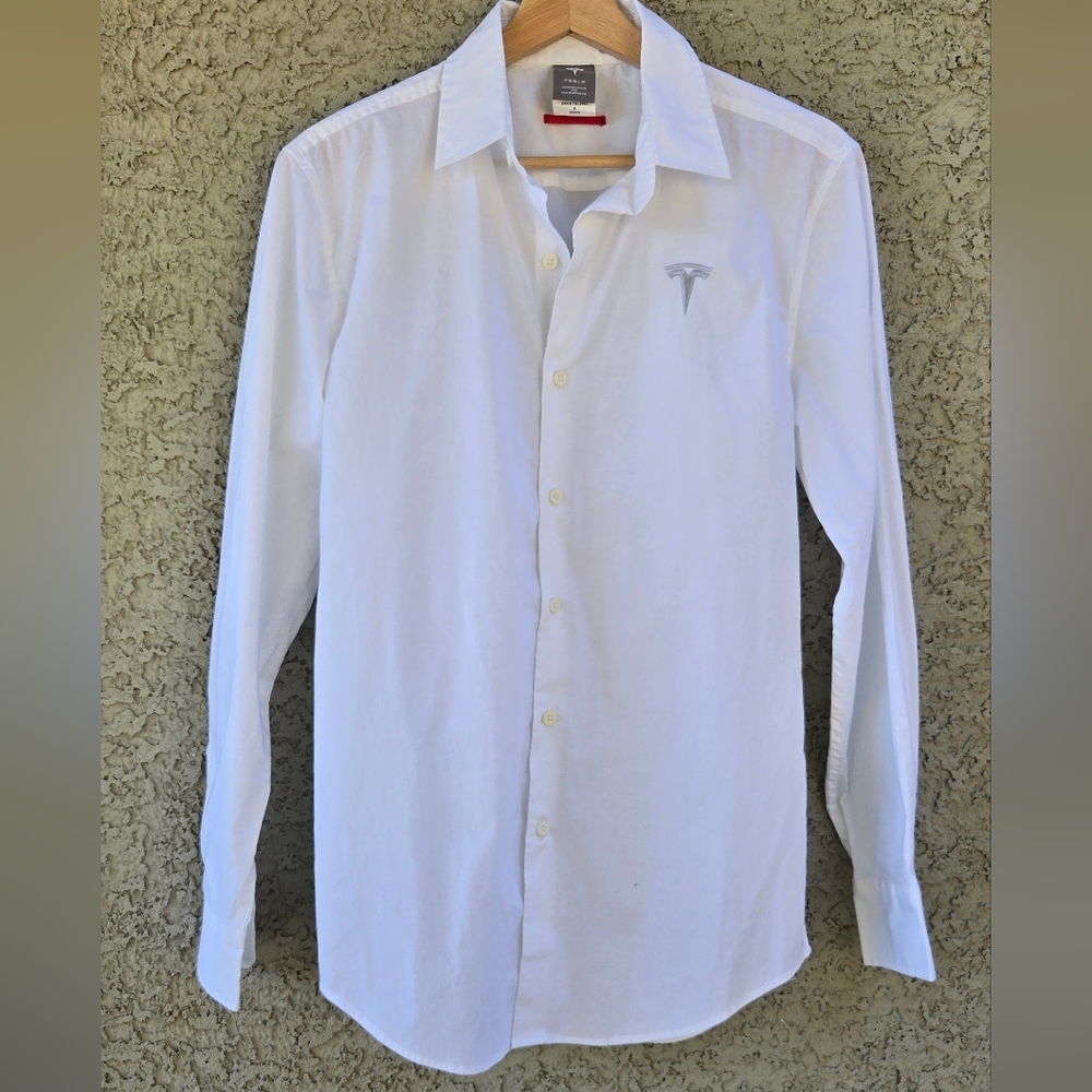 Tesla White Button Down Shirt